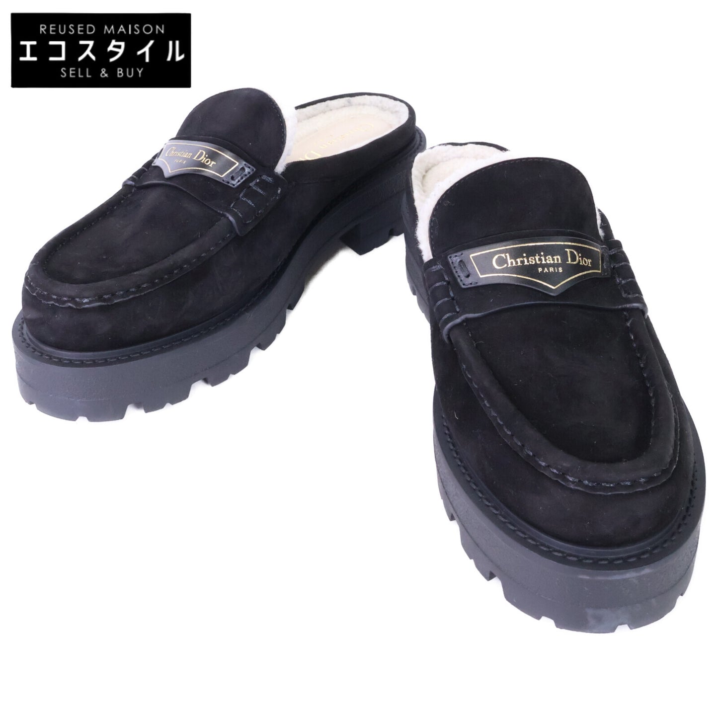 DIOR ディオール 【美品】Dior Boy ムートン ボア ミュール シューズ