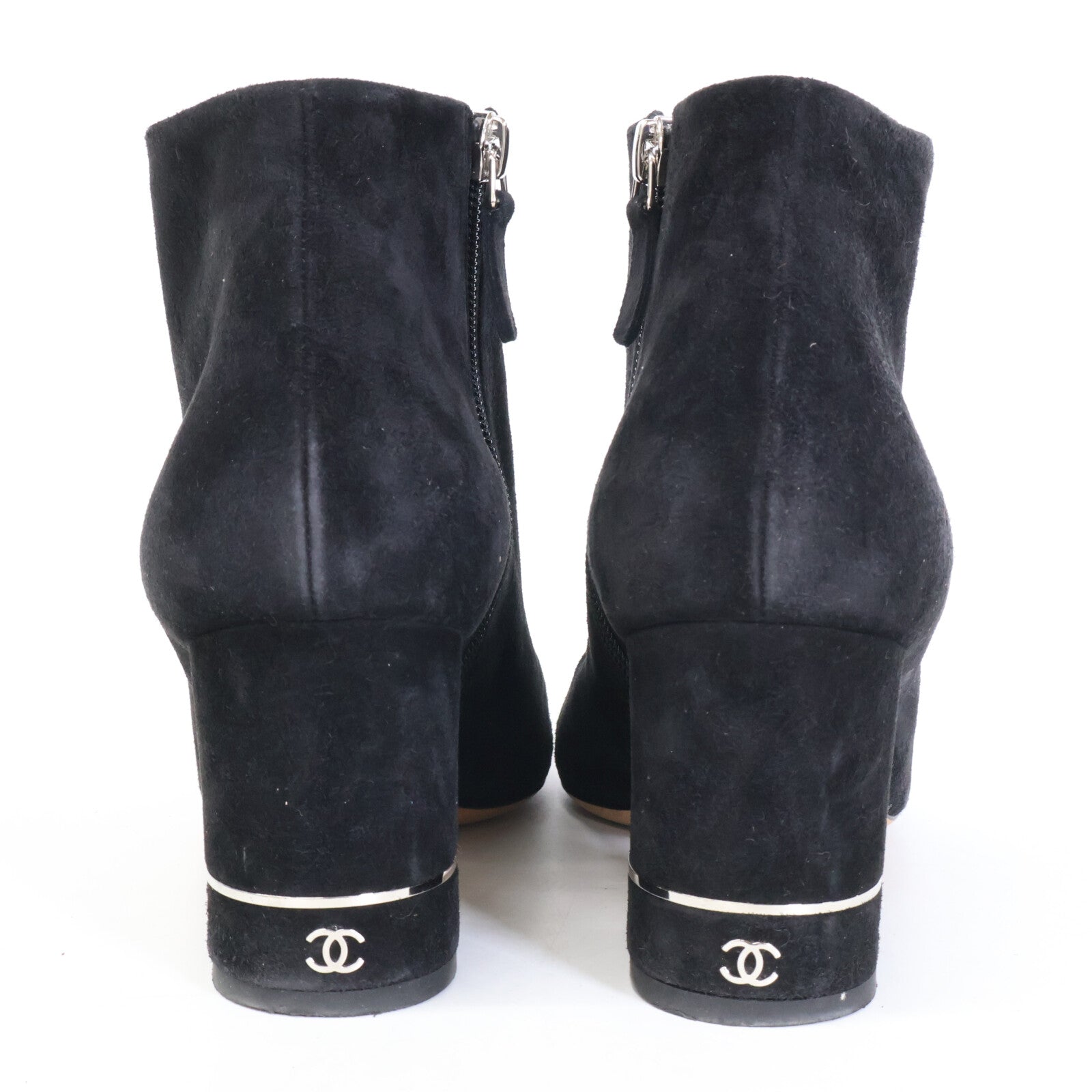 CHANEL シャネル 【美品】G32120 ココマーク スエード サイドジップ ショートブーツ シューズ
