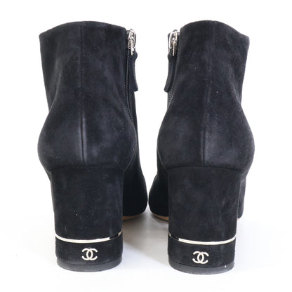 CHANEL シャネル 【美品】G32120 ココマーク スエード サイドジップ ショートブーツ シューズ