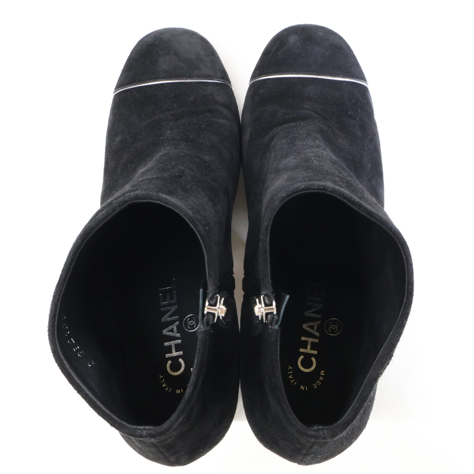 CHANEL シャネル 【美品】G32120 ココマーク スエード サイドジップ ショートブーツ シューズ