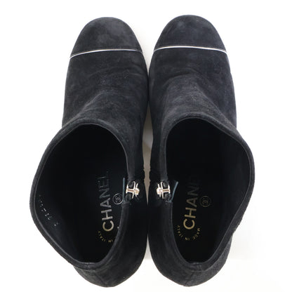 CHANEL [Excellent condition] G32120 Coco Mark suede side-zip ankle boots
