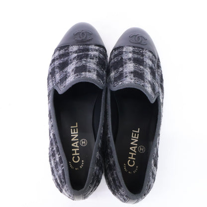 CHANEL シャネル 【美品】G32275 ココマークステッチ チェック柄 ツイード オペラ シューズ シューズ