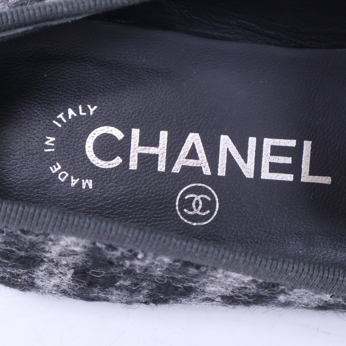 CHANEL シャネル 【美品】G32275 ココマークステッチ チェック柄 ツイード オペラ シューズ シューズ