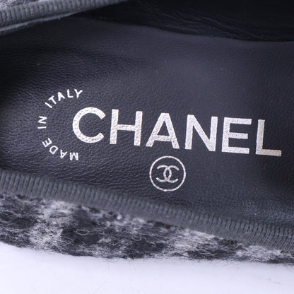 CHANEL シャネル 【美品】G32275 ココマークステッチ チェック柄 ツイード オペラ シューズ シューズ