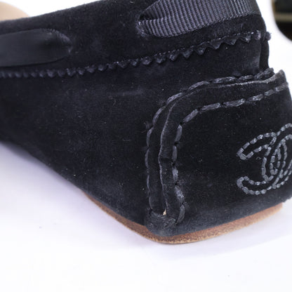 CHANEL シャネル G26572 ココマークステッチ リボン スエード デッキ シューズ シューズ