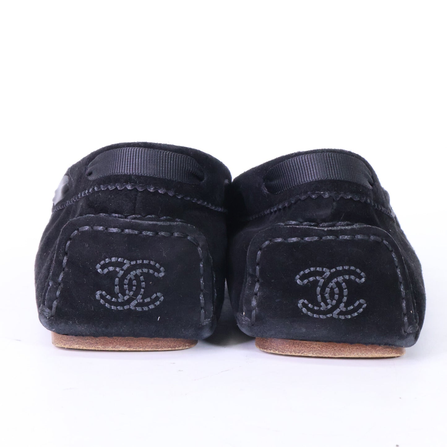 CHANEL シャネル G26572 ココマークステッチ リボン スエード デッキ シューズ シューズ
