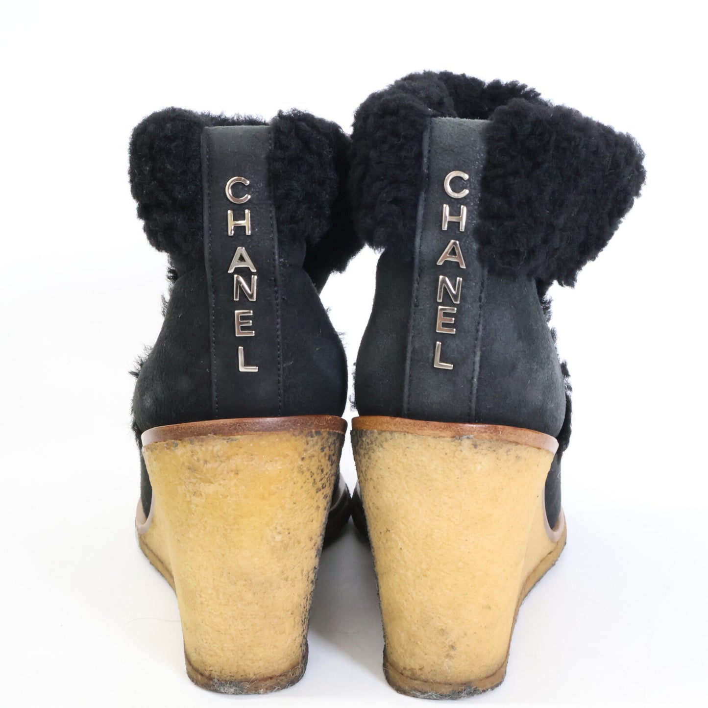 CHANEL シャネル ムートンボア ウェッジソール ショートブーツ シューズ