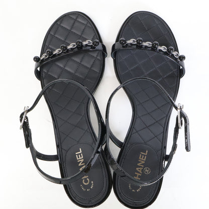 CHANEL シャネル 【新品同様】チェーンデザイン パテントストラップ サンダル シューズ
