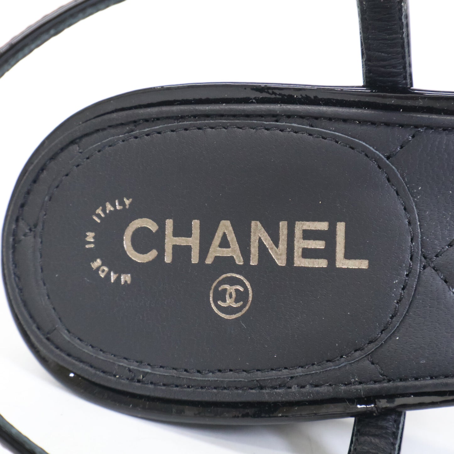 CHANEL シャネル 【新品同様】チェーンデザイン パテントストラップ サンダル シューズ