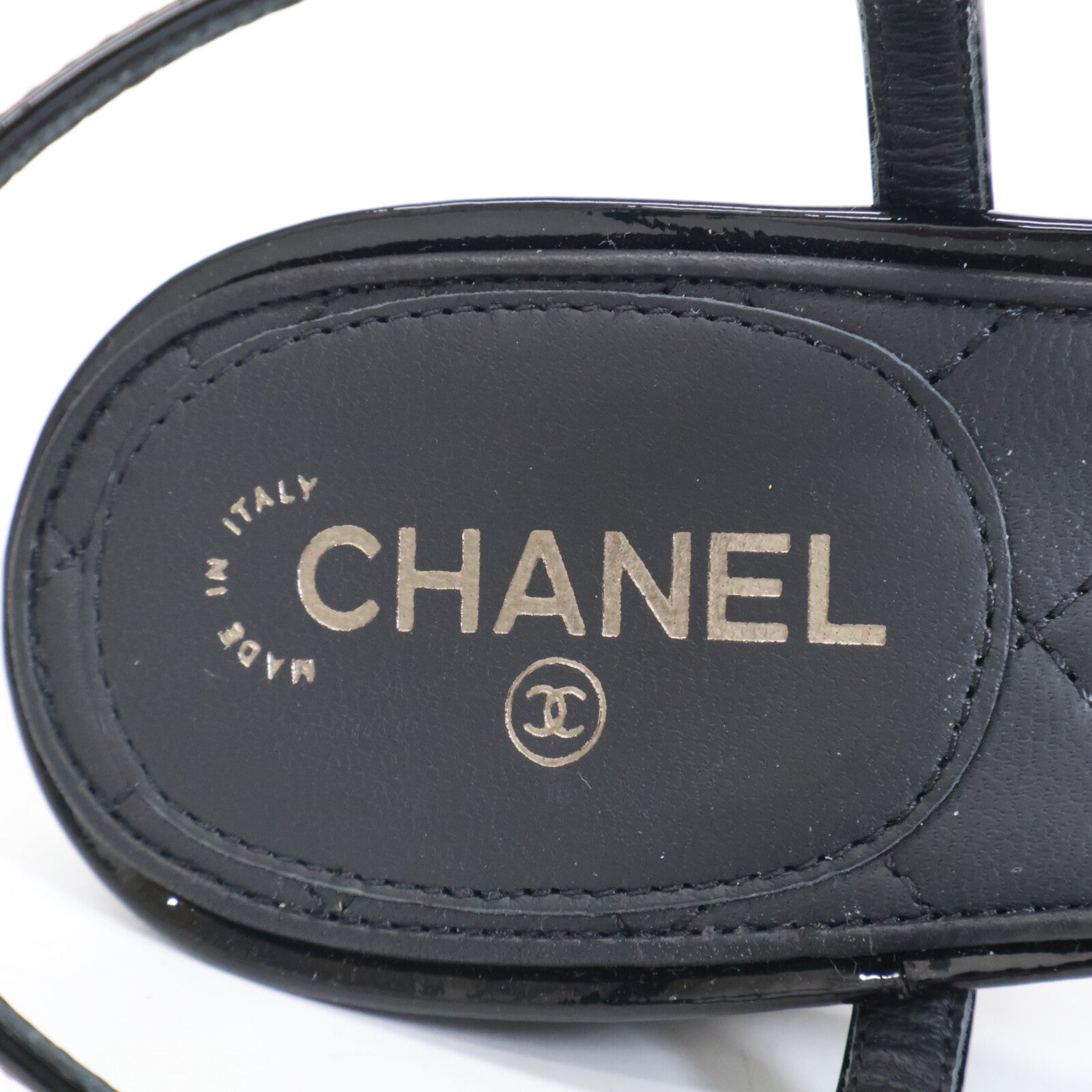CHANEL シャネル 【新品同様】チェーンデザイン パテントストラップ サンダル シューズ