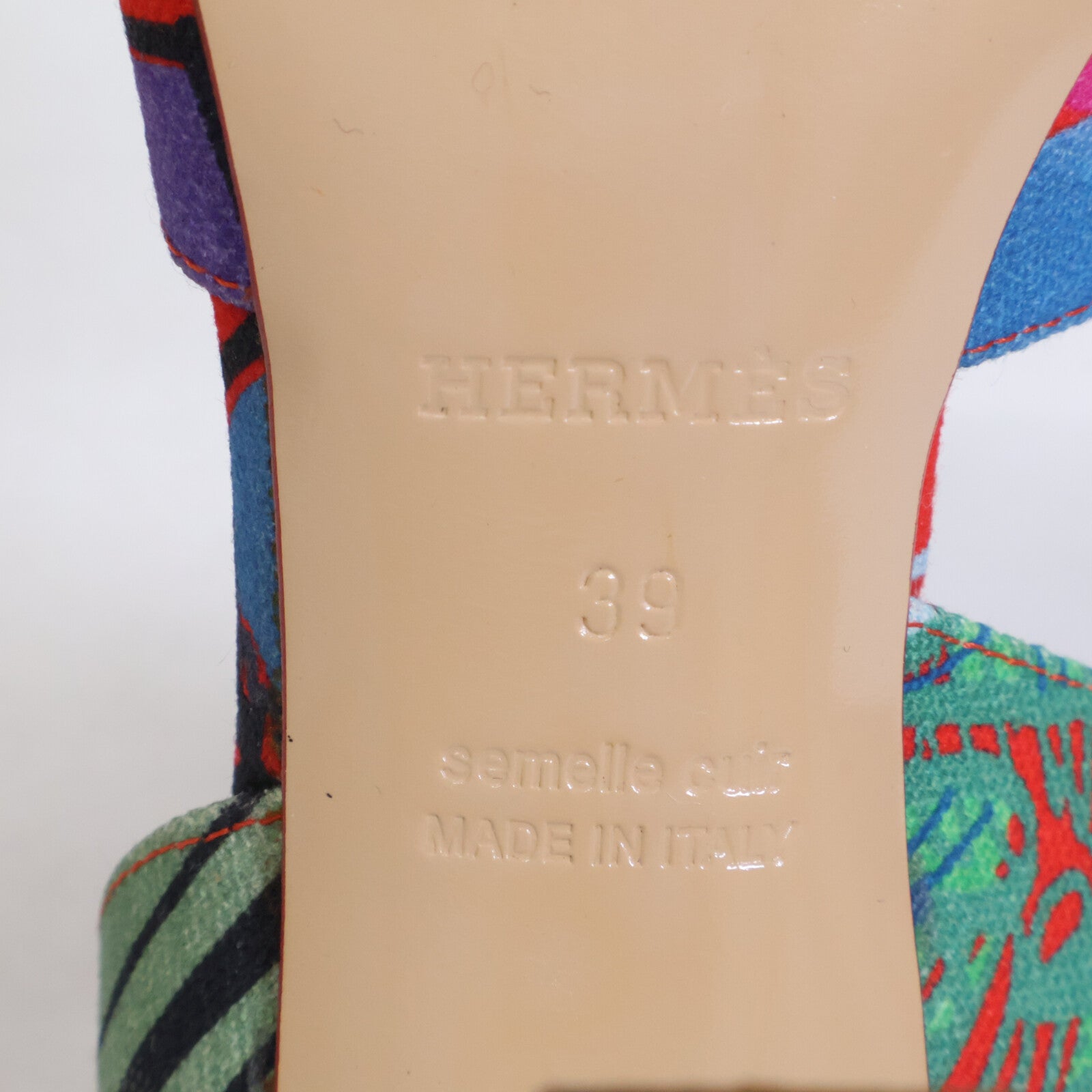 HERMES エルメス 【美品】総柄 キャンバス アンクルストラップ サンダル シューズ