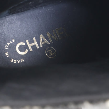 CHANEL シャネル 【美品】G32008 ココマーク ツイード切り替え レザー ショートブーツ シューズ