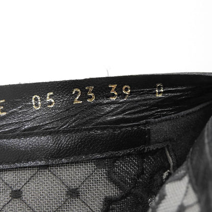 DIOR Fine Condition Lace-Embroidered Back-Zip Lace-Up Boots Shoes Women's Black 39 NAUGHTILY-D Shoes