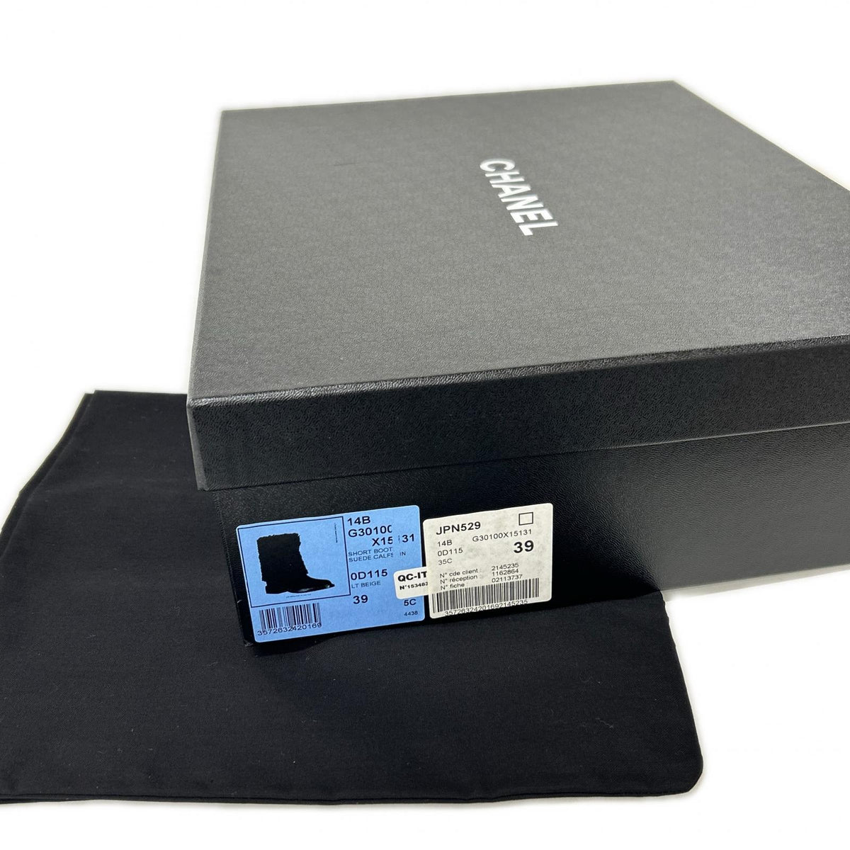 CHANEL シャネル 【新品同様】14B G30100 ココマーク ウール/スエード切替 ブーツ シューズ
