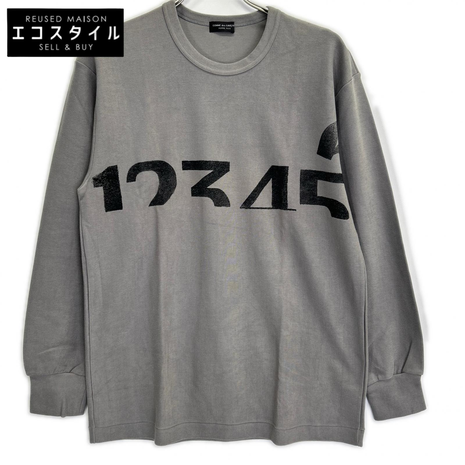 COMMEdesGARCONS HOMME PLUS コムデギャルソンオムプリュス 95AW スリープ期 PT-040480 グレー 顔料プリント ロングスリーブカットソー トップス