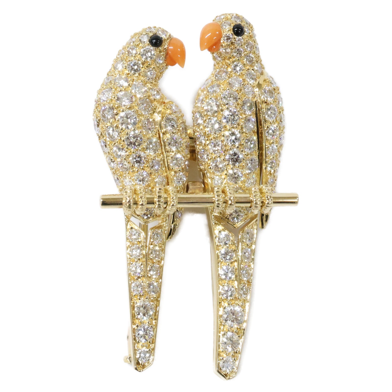 Cartier カルティエ 仕上げ済み 750 ダイヤ ラブバード コモレス ブローチ ブローチ