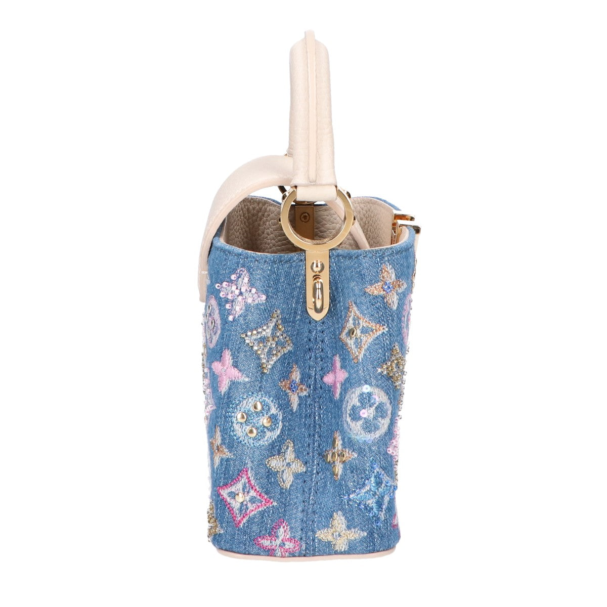 LOUIS VUITTON ルイヴィトン 美品 M12947 25SS モノグラムデニム ビーズ刺繍 カプシーヌMINI 2WAY チェーンショルダーバッグ ハンドバッグ