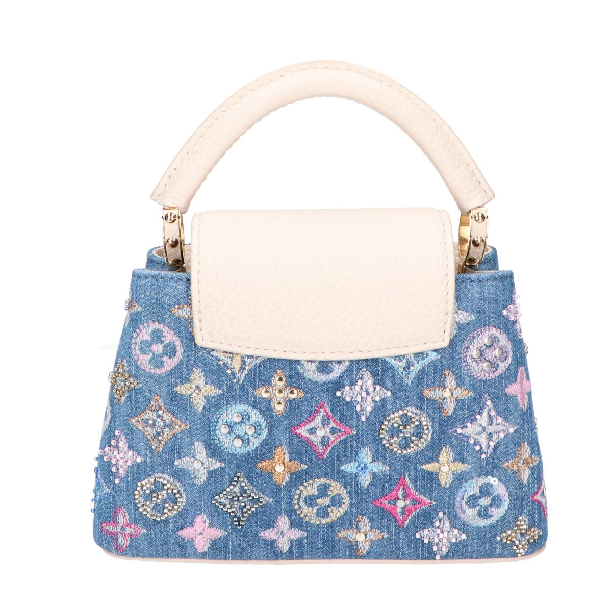 LOUIS VUITTON ルイヴィトン 美品 M12947 25SS モノグラムデニム ビーズ刺繍 カプシーヌMINI 2WAY チェーンショルダーバッグ ハンドバッグ