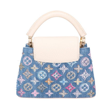 LOUIS VUITTON ルイヴィトン 美品 M12947 25SS モノグラムデニム ビーズ刺繍 カプシーヌMINI 2WAY チェーンショルダーバッグ ハンドバッグ
