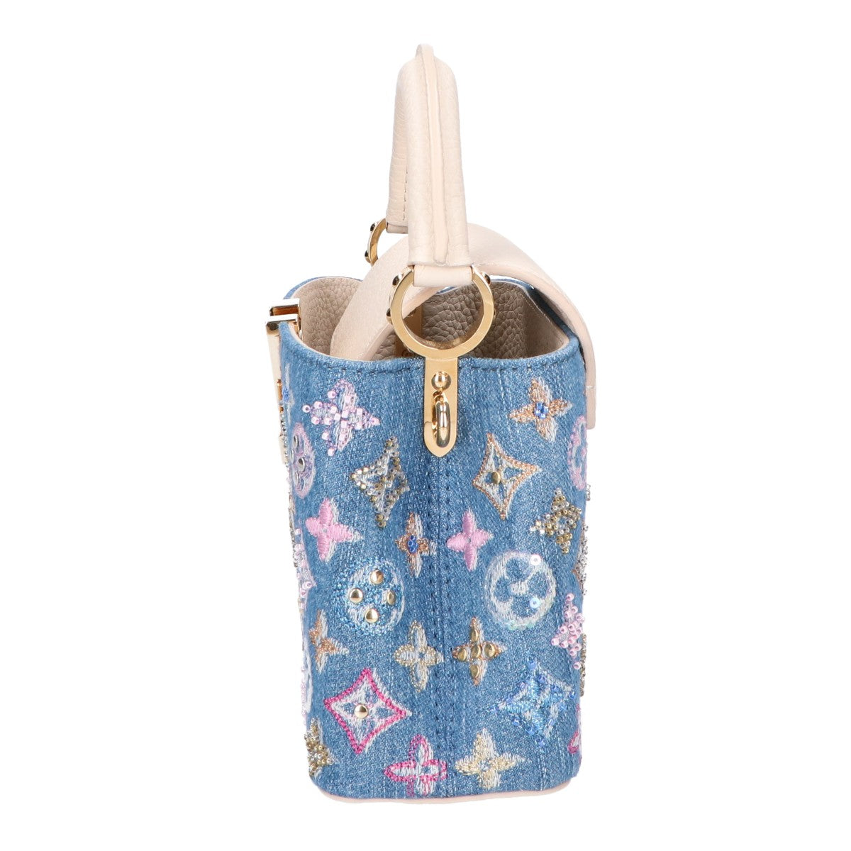 LOUIS VUITTON ルイヴィトン 美品 M12947 25SS モノグラムデニム ビーズ刺繍 カプシーヌMINI 2WAY チェーンショルダーバッグ ハンドバッグ