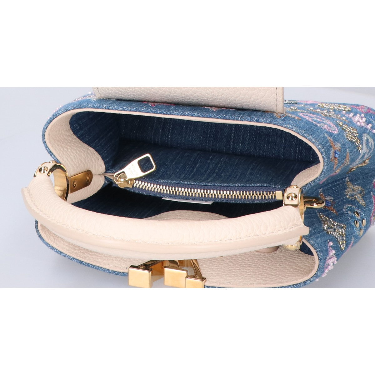 LOUIS VUITTON ルイヴィトン 美品 M12947 25SS モノグラムデニム ビーズ刺繍 カプシーヌMINI 2WAY チェーンショルダーバッグ ハンドバッグ