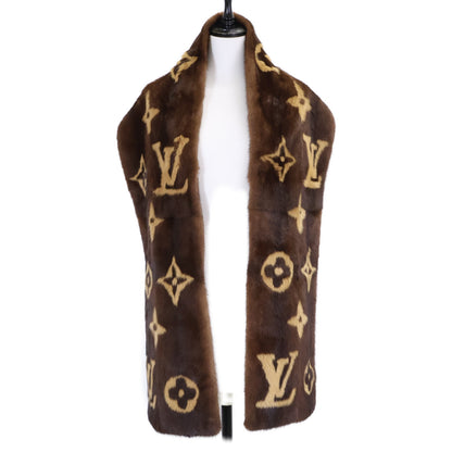 LOUIS VUITTON ルイヴィトン 美品 国内正規 モノグラム ミンクファー マフラー ストール