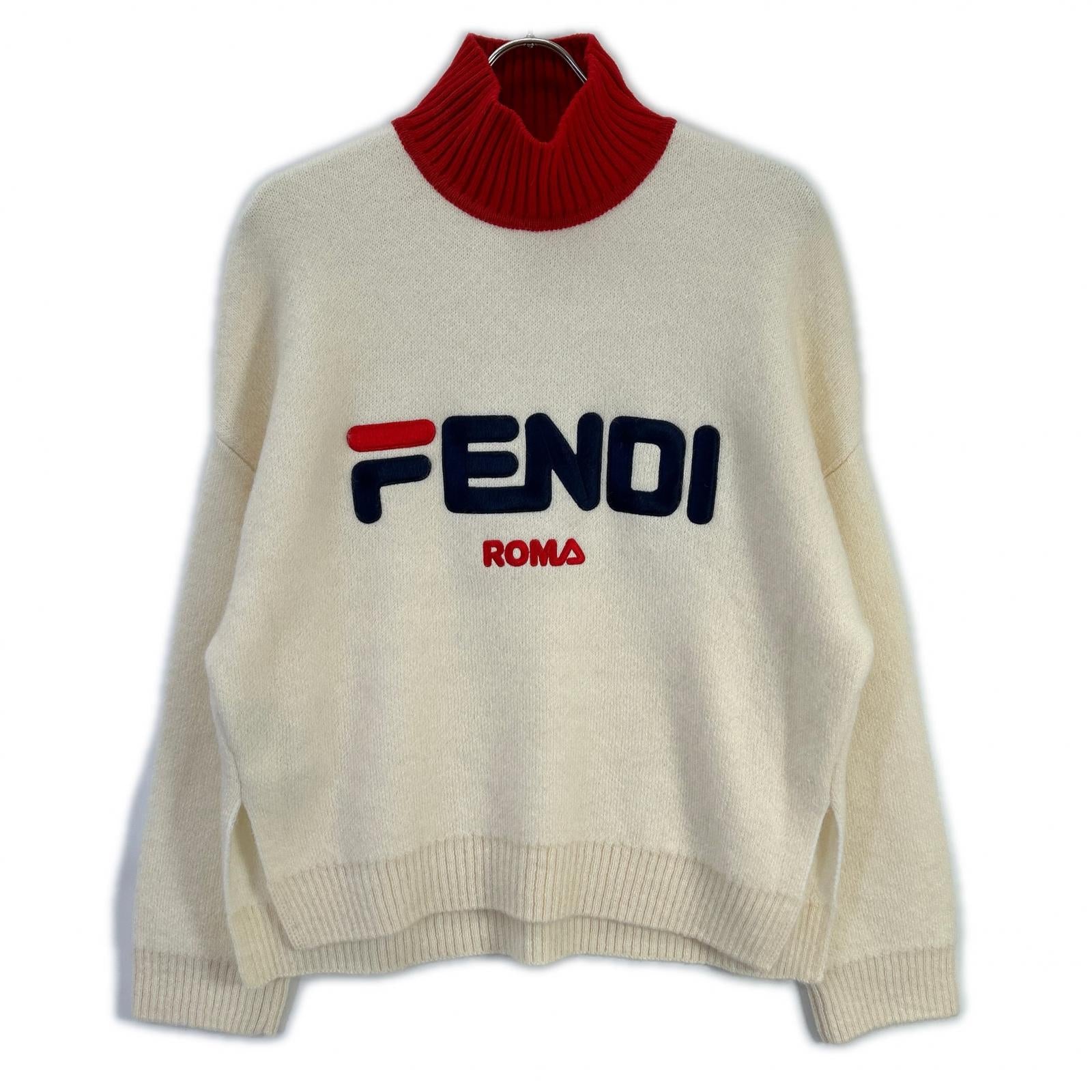 FENDI フェンディ ×フィラ 18年製 FZY688 ロゴ ニットセーター トップス