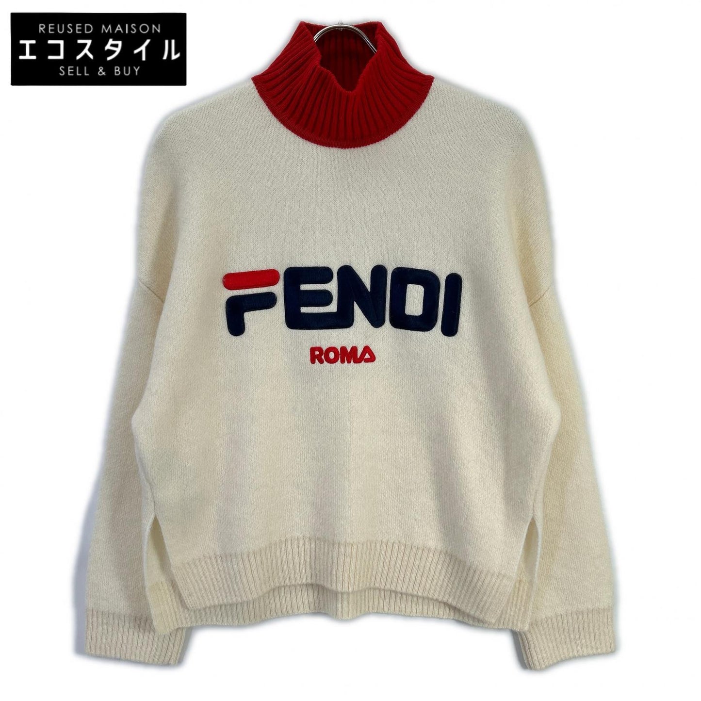 FENDI フェンディ ×フィラ 18年製 FZY688 ロゴ ニットセーター トップス