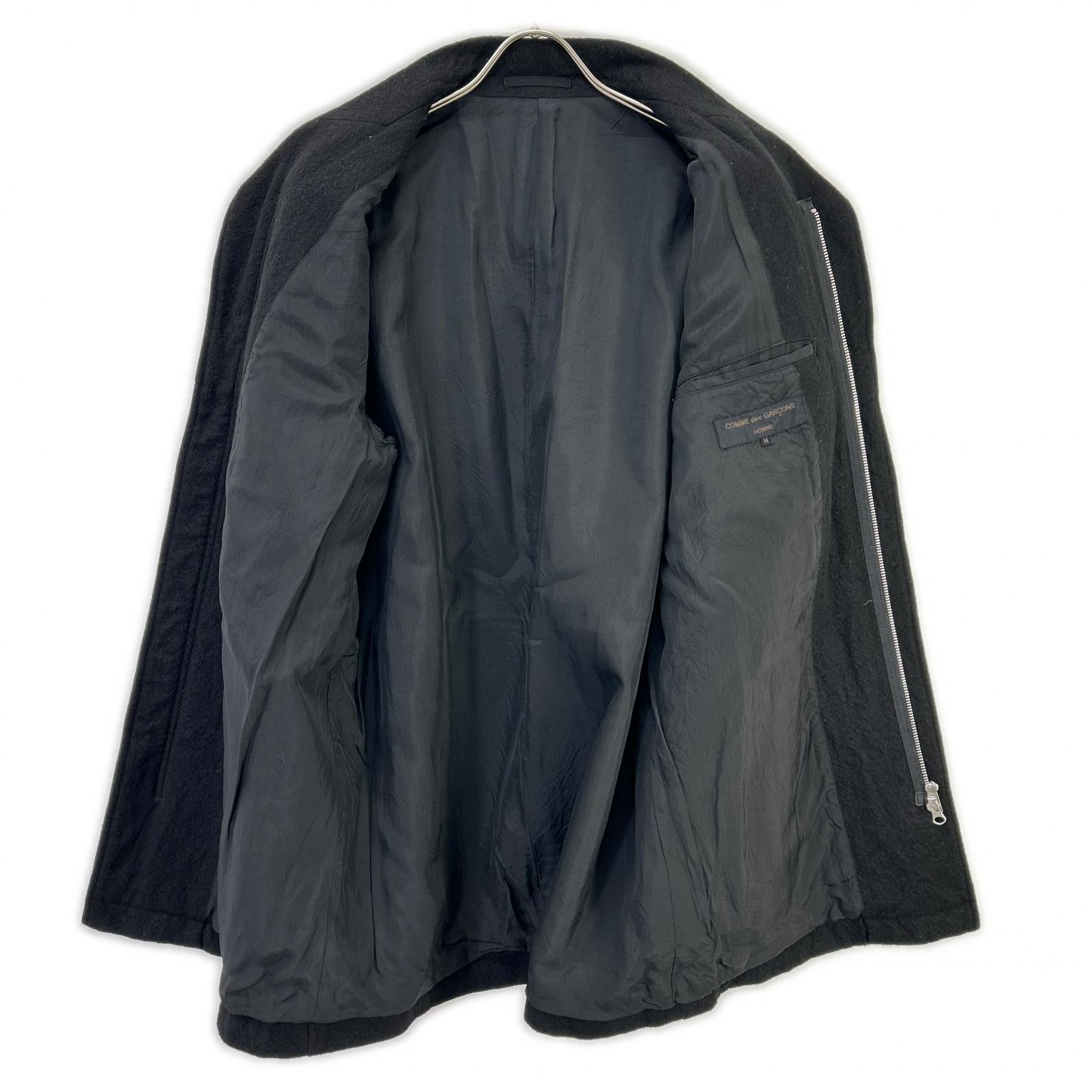 COMMEdesGARCONS HOMME コムデギャルソンオム 90s 田中オム HJ-070780 ブラック 圧縮ウール ジップ コート コート