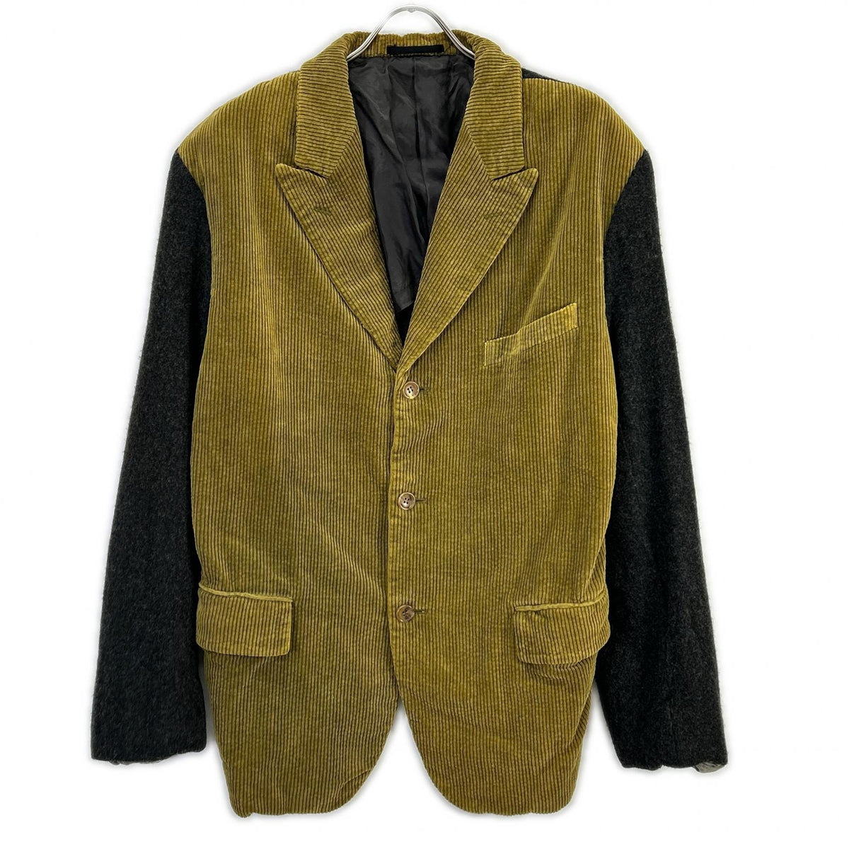 COMMEdesGARCONS HOMME PLUS コムデギャルソンオムプリュス 1994AW　縮絨期 PJ-04003S コーデュロイ ウール 異素材ミックス ピークドラペルジャケット コート