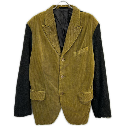 COMMEdesGARCONS HOMME PLUS コムデギャルソンオムプリュス 1994AW　縮絨期 PJ-04003S コーデュロイ ウール 異素材ミックス ピークドラペルジャケット コート