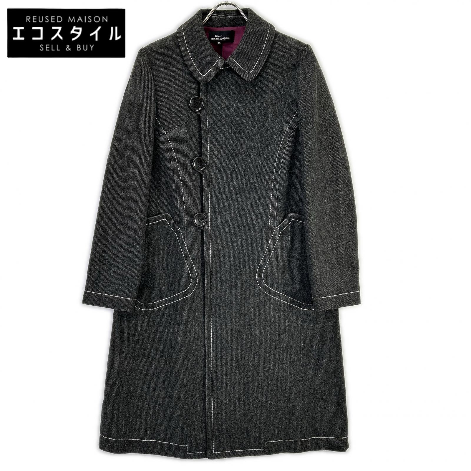 tricotCOMMEdesGARCONS トリココムデギャルソン 00s TL-C013 インナーブロックパターン ラウンドカラー コート コート