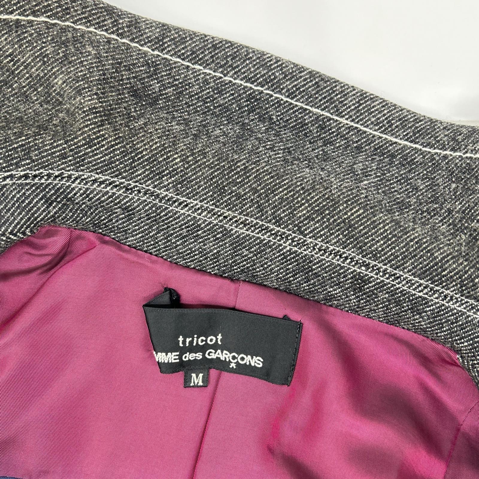 tricotCOMMEdesGARCONS トリココムデギャルソン 00s TL-C013 インナーブロックパターン ラウンドカラー コート コート