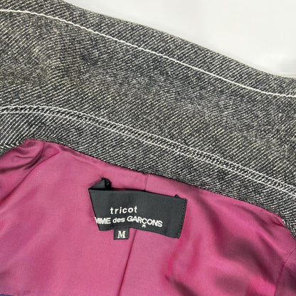 tricotCOMMEdesGARCONS トリココムデギャルソン 00s TL-C013 インナーブロックパターン ラウンドカラー コート コート