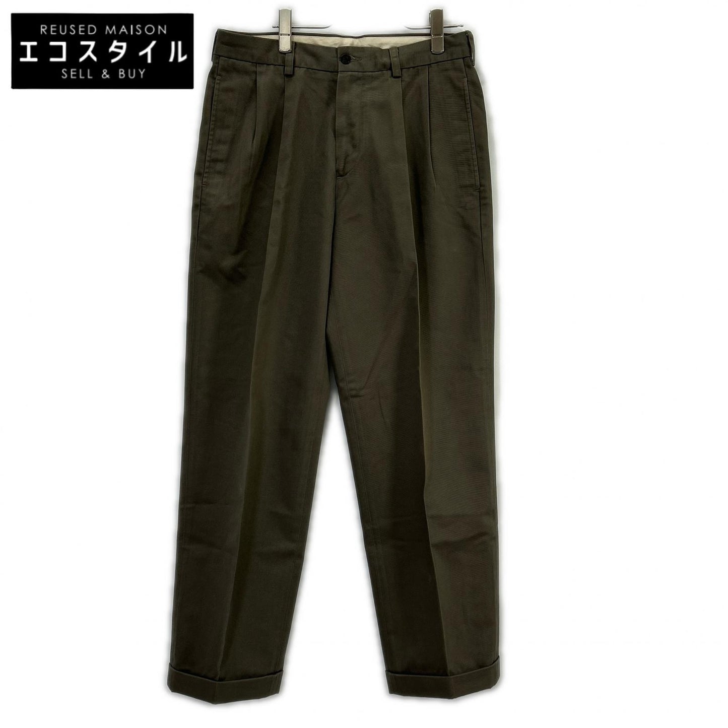 BrooksBrothers ブルックスブラザーズ ELLIOT グレー 2タック ワイドコットントラウザー ボトムス