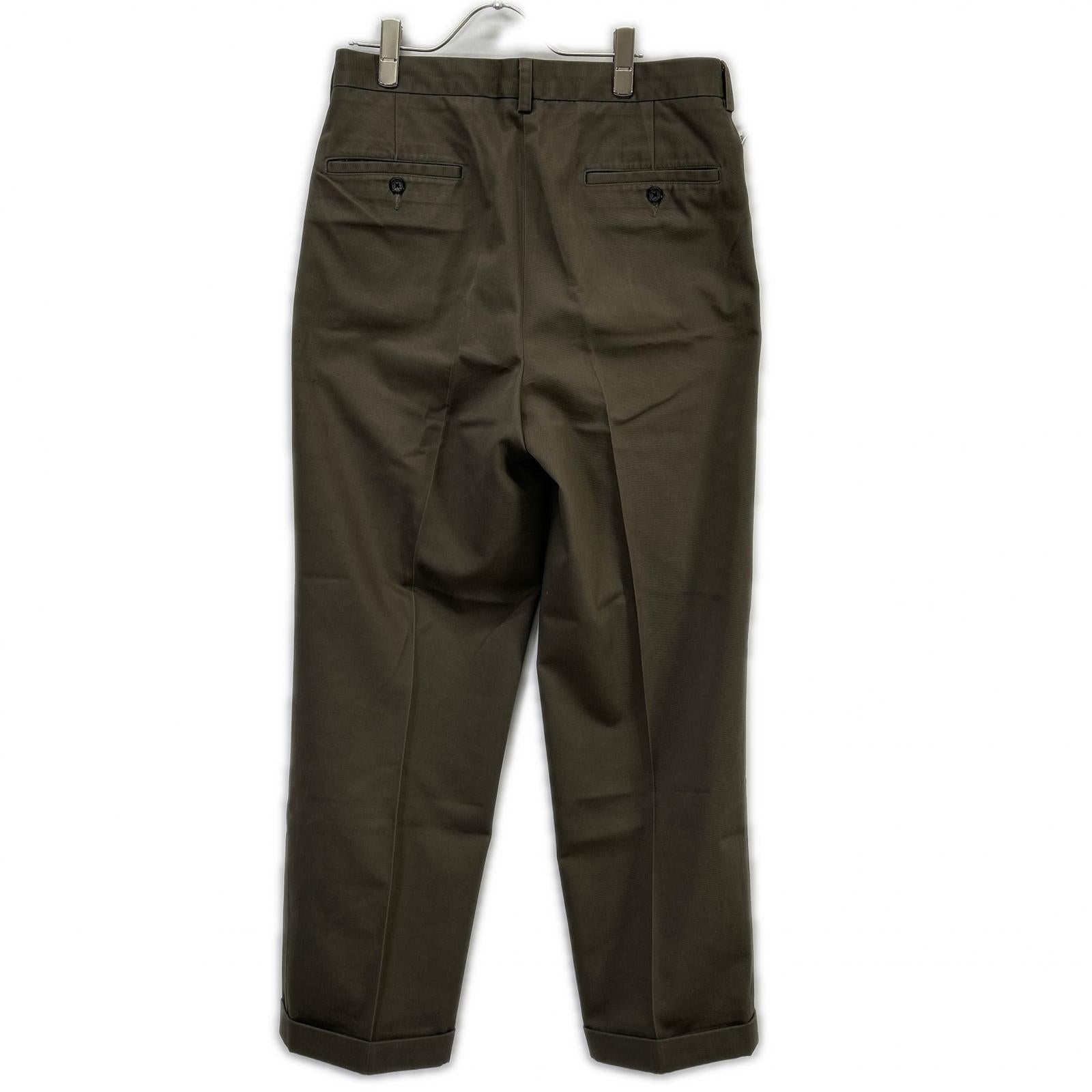 BrooksBrothers ブルックスブラザーズ ELLIOT グレー 2タック ワイドコットントラウザー ボトムス
