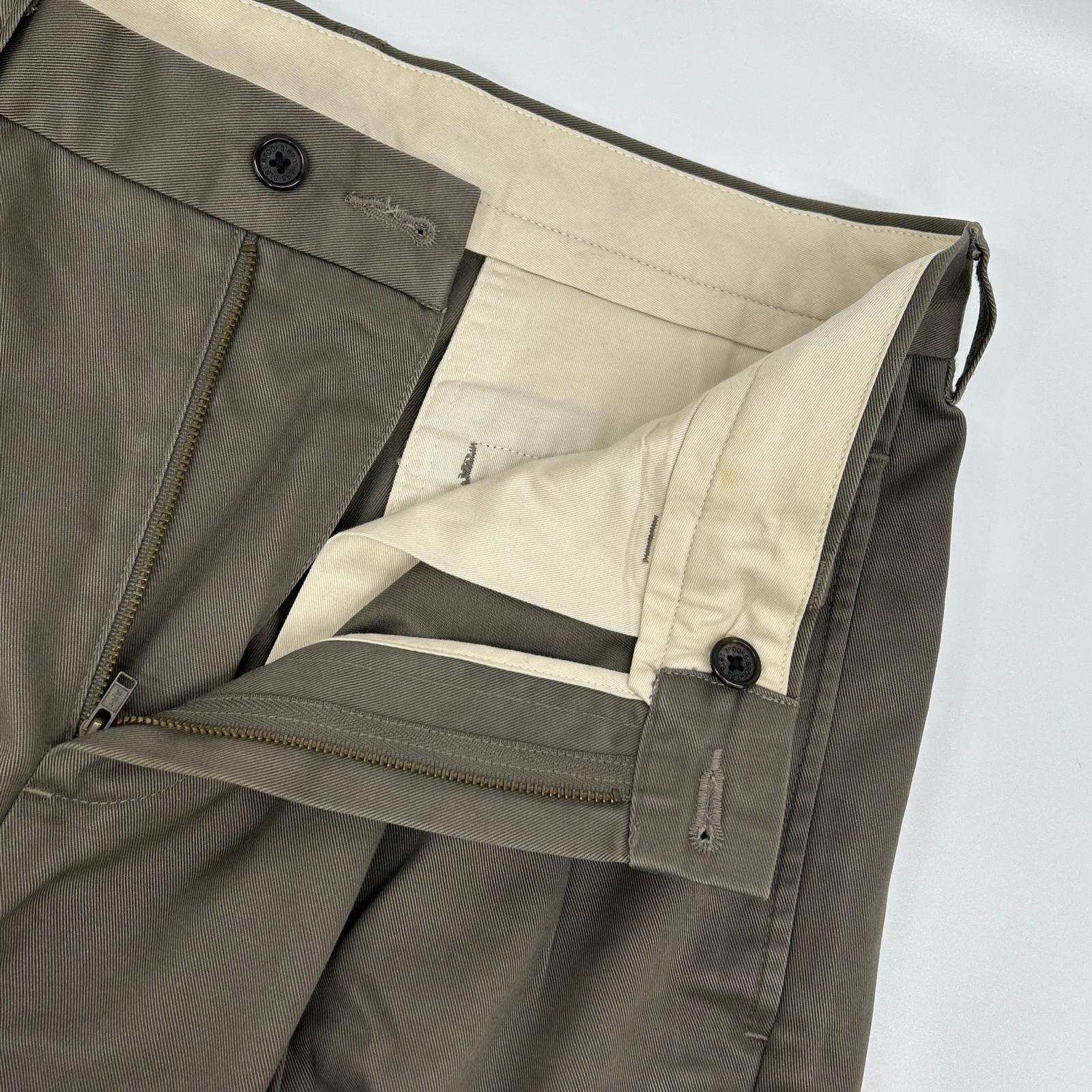 BrooksBrothers ブルックスブラザーズ ELLIOT グレー 2タック ワイドコットントラウザー ボトムス