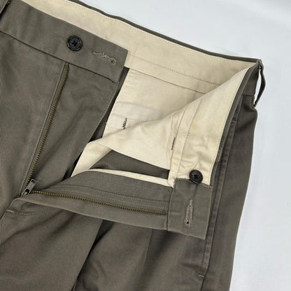 BrooksBrothers ブルックスブラザーズ ELLIOT グレー 2タック ワイドコットントラウザー ボトムス