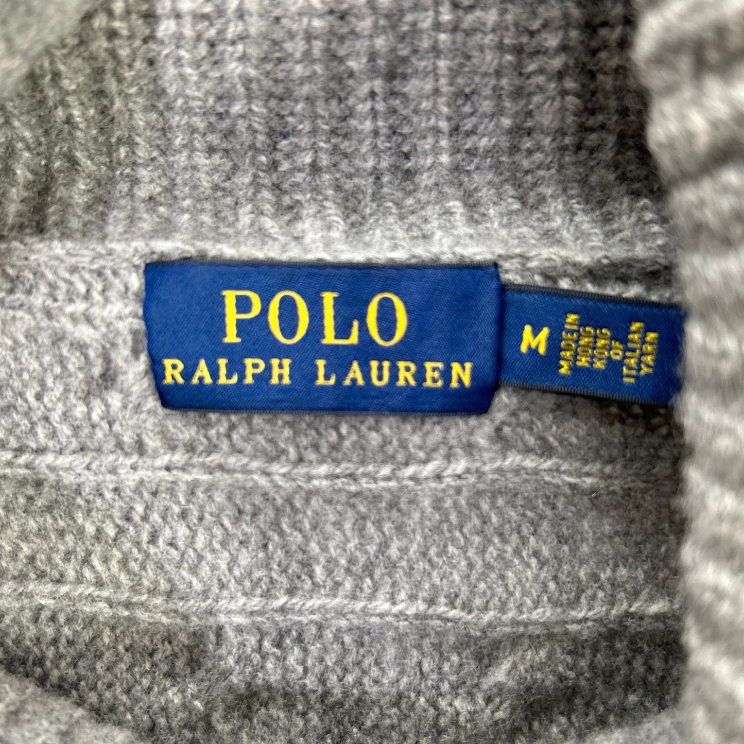 POLObyRalphLauren ポロラルフローレン メリノウール グレー アラン編み ハイネックハーフスリーブニット トップス
