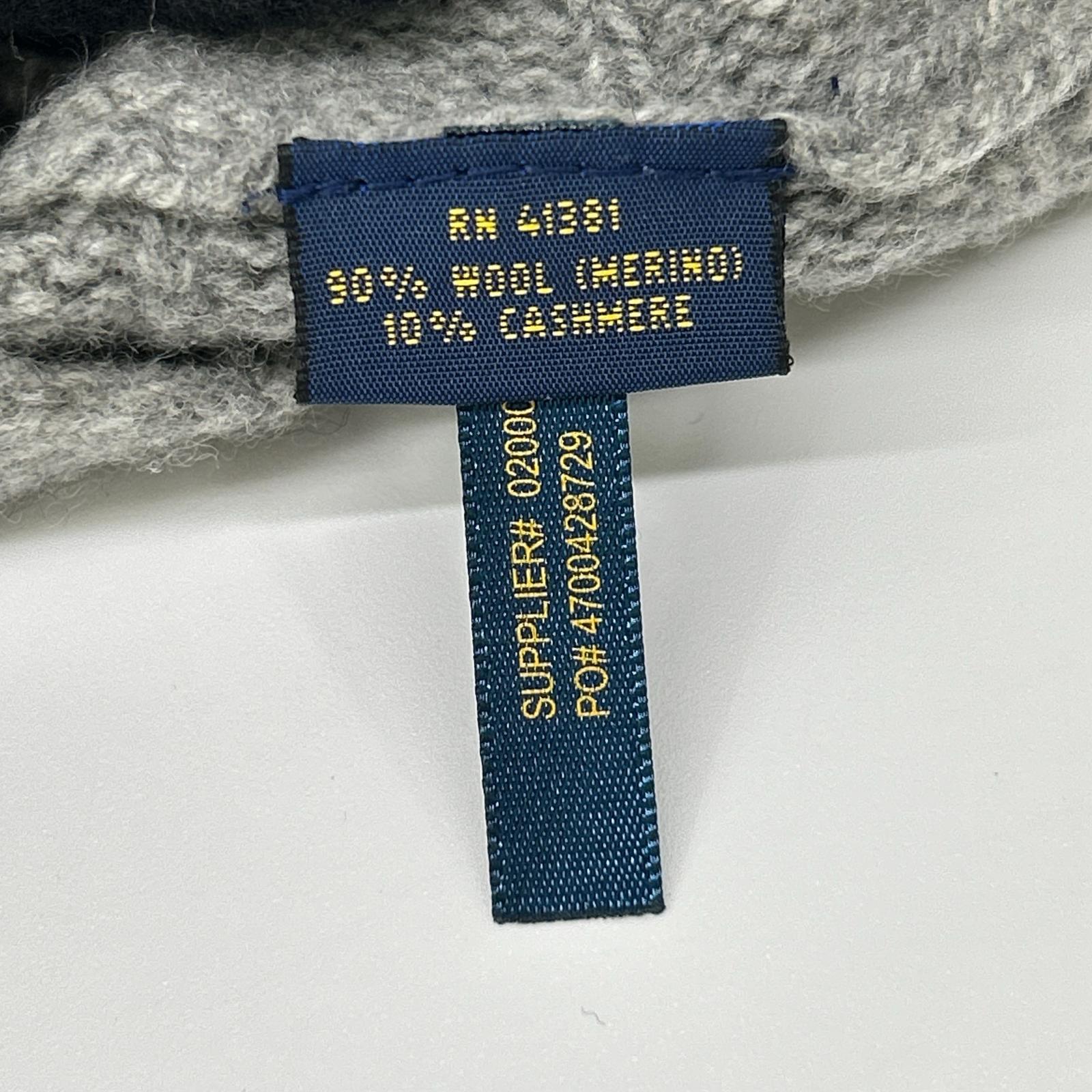 POLObyRalphLauren ポロラルフローレン メリノウール グレー アラン編み ハイネックハーフスリーブニット トップス