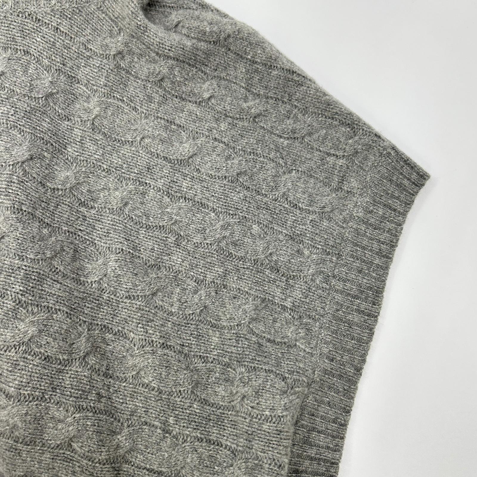POLObyRalphLauren ポロラルフローレン メリノウール グレー アラン編み ハイネックハーフスリーブニット トップス