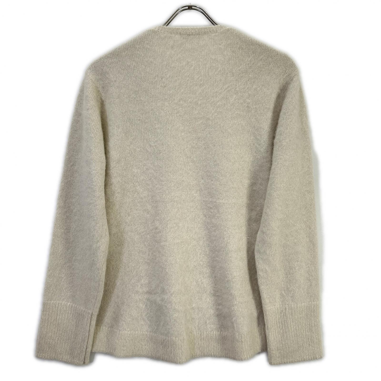 DES PRES Des Prés 22-02-44-02307 white fox cashmere V-neck pullover knit top