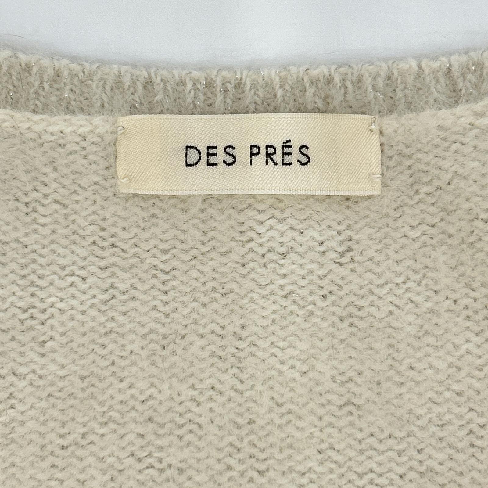 DES PRES Des Prés 22-02-44-02307 white fox cashmere V-neck pullover knit top