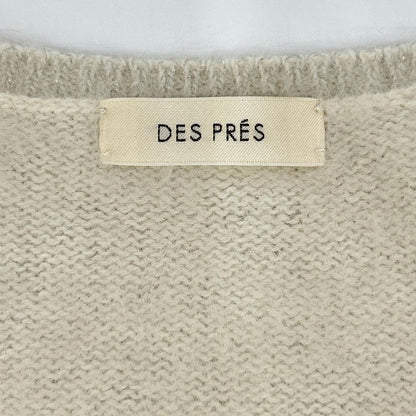 DES PRES Des Prés 22-02-44-02307 white fox cashmere V-neck pullover knit top