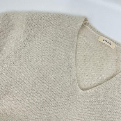 DES PRES Des Prés 22-02-44-02307 white fox cashmere V-neck pullover knit top