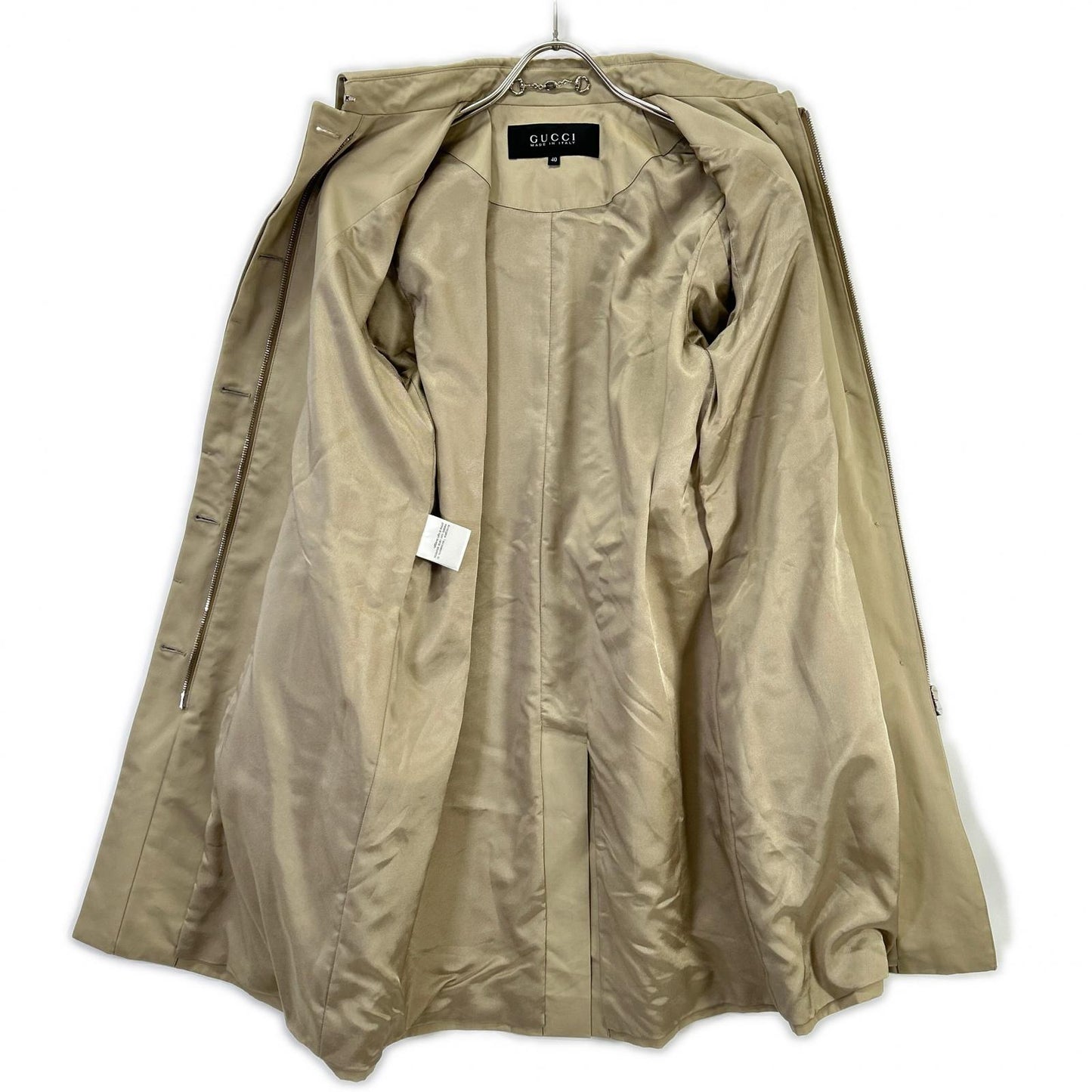 GUCCI グッチ 2010年製 257410 ベージュ ベルト付き ジップコート コート
