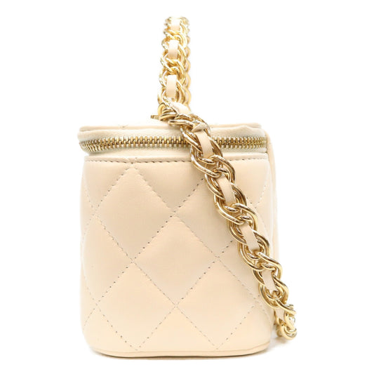 CHANEL シャネル AP3315 白 ラム チェーントップハンドル G金具 バニティ ショルダーバッグ ショルダーバッグ