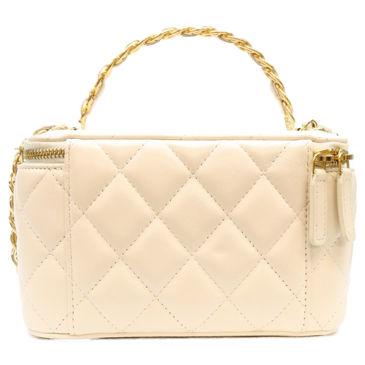 CHANEL シャネル AP3315 白 ラム チェーントップハンドル G金具 バニティ ショルダーバッグ ショルダーバッグ