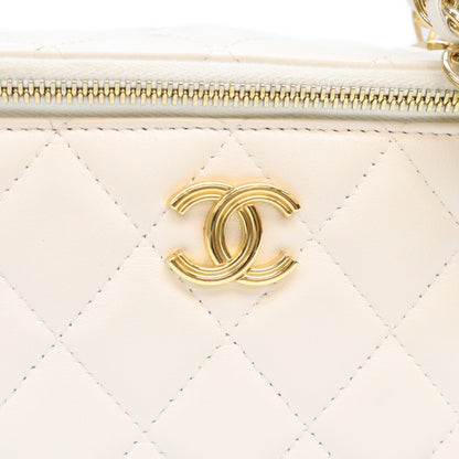 CHANEL シャネル AP3315 白 ラム チェーントップハンドル G金具 バニティ ショルダーバッグ ショルダーバッグ