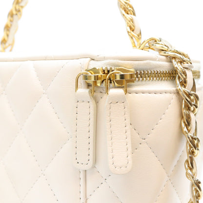 CHANEL シャネル AP3315 白 ラム チェーントップハンドル G金具 バニティ ショルダーバッグ ショルダーバッグ